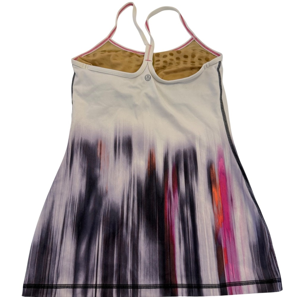 Lululemon Power Y Tank Top Abstract Brushstroke Purple Pink White Size 4 - Picture 2 of 7